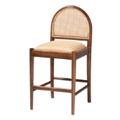 bali & pari Maryland Modern Bohemian Natural Rattan and Acacia Wood Counter Stool Baxton Studio restaurant furniture, hotel furniture, commercial furniture, wholesale bar furniture, wholesale counter stools, classic counter stools
